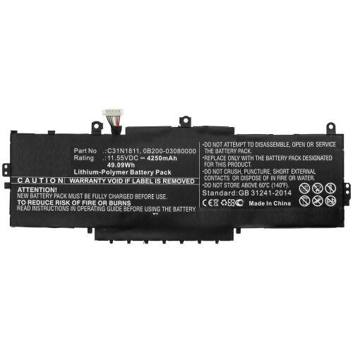 CoreParts Laptop Akkumulátor Asus 49.09Wh Li-Pol 11.55V 4250mAh Fekete Asus notebookhoz, Laptop BX433FN, Deluxe 13, Deluxe14, RX433FN, U4300, 145266399