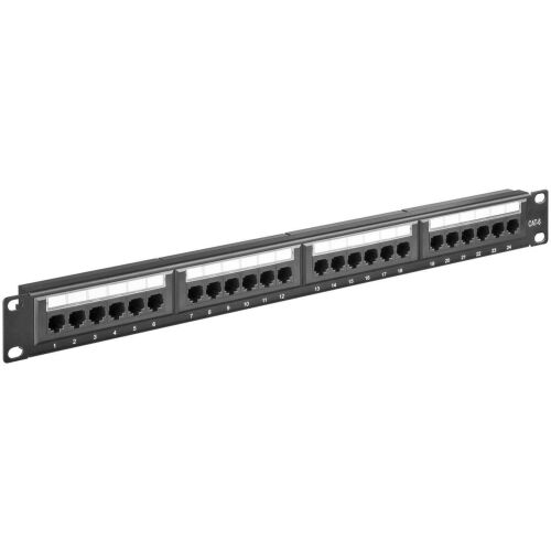 24-portos MicroConnect CAT6 keresztező panel 19", nem árnyékolt, fekete, belső csatlakozási technológia LSA szigetelő-kiszorító kapcsokhoz 145266441