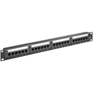 Panou de conexiune MicroConnect CAT6 24 porturi 19", neecranat, tehnologie de conectare internă neagră pentru terminale LSA de deplasare a izolației 145266441 - Calculatoare si accesorii