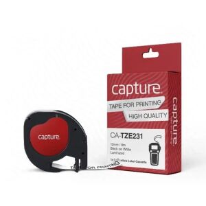 12mm x 4m Fekete átlátszó műanyag szalagon