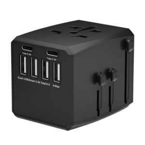 Microconnect MC-TRAVELADAPTER1 elektryczny wtyk zasilający Czarny 145266957 - Karta sieciowa
