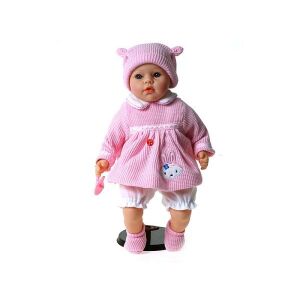 Baba baba lengyel hanggal 45cm rózsaszín ruhában 565128