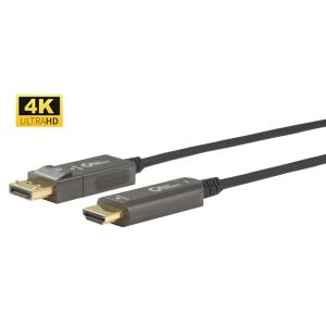 MicroConnect Premium Optic DP - HDMI kábel 15 m, DP 1.4 - HDMI 2.0 4K 60Hz támogatás, 18 Gb/s, YUV 4:4:4, EDID/HDCP2.2 145267072 - HDMI kábel