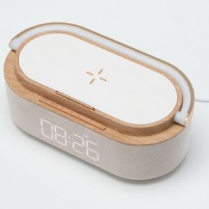 LAMPA RADIOWA MOYE AURORA PLUS Z ZEGAREM I BEZPRZEWODOWĄ ŁADOWARKĄ 145267302 - Budzik