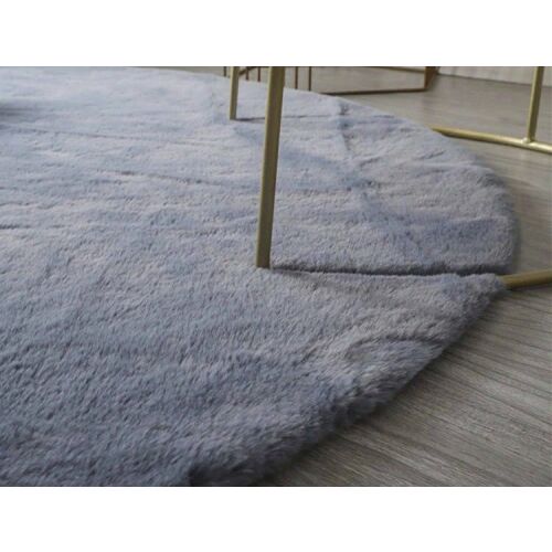 Covor Strado Rabbit 150x150, rotund moale de plus, Argintiu 145267349