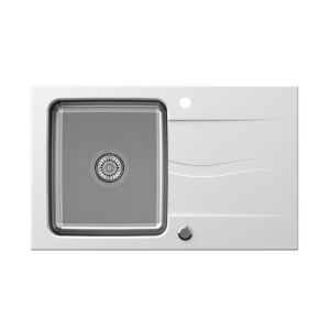 Steiner MICHAEL 111 Fusion Steingran Hybrid Plus fehér mosogató acél kamrával (780x480x190) kézi szifonnal és dugóval 145267523 - Építkezés & Felújítás