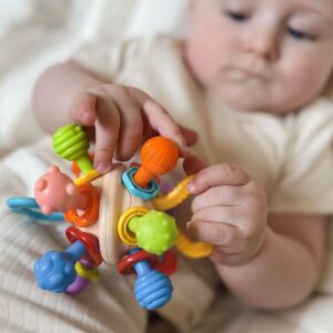 WOOPIE BABY Miękka Grzechotka 2w1 Gryzak Zabawka Sensoryczna dla Niemowląt 0m+ 145268387 - Opieka stomatologiczna dla niemowląt