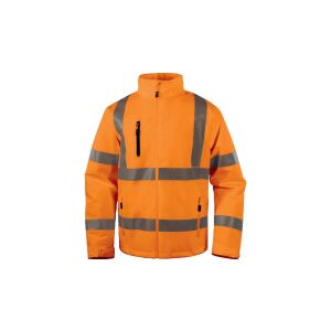 Vízálló-légáteresztő figyelmeztető kabát Stretch poliészterből, KL. 3, Fluoreszkáló narancssárga szín, méret: L, AREHVORGT