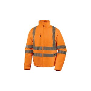 Figyelmeztető, vízálló és légáteresztő műanyag Stretch kabát, 3. osztály, fluoreszkáló narancssárga szín, méret: L, FLEHVORGT
