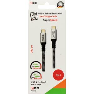 2GO Gyorstöltő USB-C kábel 100W 10Gbps 2m 145271249 - Adatkábel