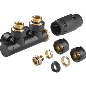 Univerzális, termosztatikus törölközőszárító csatlakoztatási egység INVENA Duplex, fekete.