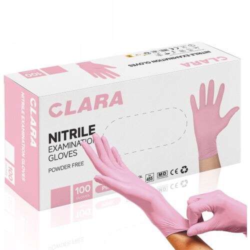 Pudermentes nitril kesztyű CLARA, 100 db, M méret, rózsaszín 145273243