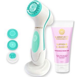 LUMINEO Professional Line Arcszalonkefés Brush türkiz + Lumineo tisztító gél pattanásos és problémás bőrre 100 ml