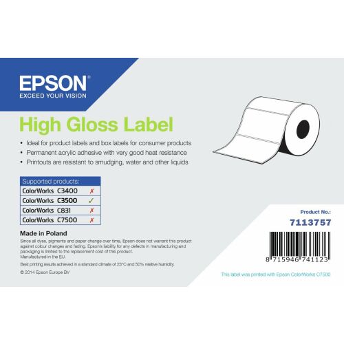 Epson High Gloss Címke - Folyamatos tekercs: 102 mm x 33 m 145273582