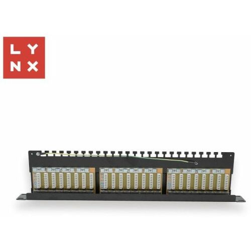 LYNX 19" patch panel 24-port, STP Cat6a, 50µ, árnyékolt, fekete 145276217