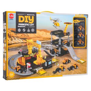 Parkoló és Építkezési Telep Szett + Autók