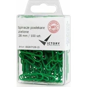 Victory Office Product SPINACZE BIUROWE VICTORY OFFICE 28MM 100 SZT. OKRĄGŁE POWLEKANE ZIELONE POJEMNIK PLASTIKOWY ZAWIESZANY 145277864 - Gemkapocs