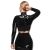 Latex Crop Top Fekete Hosszú Ujjú és Galléros Latex 145278486
