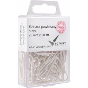 Victory Office Product SPINACZE BIUROWE VICTORY OFFICE 28MM 100 SZT. OKRĄGŁE POWLEKANE BIAŁE POJEMNIK PLASTIKOWY ZAWIESZANY 145278701 - Gemkapocs