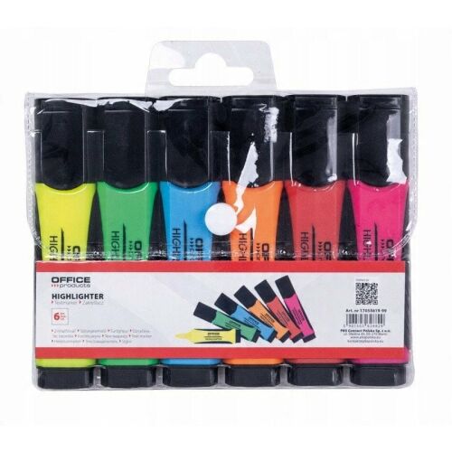 OFFICE PRODUCTS kiemelő toll készlet gumított fogantyűvel, 2-5 mm, 6 db, tokban, színkeverék 145279396