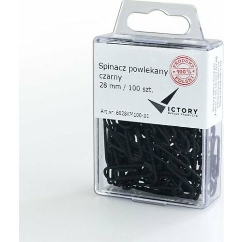 Victory Office Product SPINACZE BIUROWE VICTORY OFFICE 28MM 100 SZT. OKRĄGŁE POWLEKANE CZARNE POJEMNIK PLASTIKOWY ZAWIESZANY 145279500