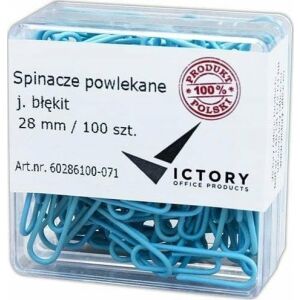 Victory Office Product SPINACZE BIUROWE VICTORY OFFICE 28MM 100 SZT. OKRĄGŁE PASTELOWE JASNONIEBIESKIE POJEMNIK PLASTIKOWY 145279514 - Gemkapocs