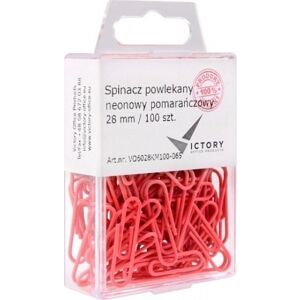 Victory Office Product Spinacze okrągłe 28mm VICTORY OFFICE PRODUCTS 6028KM100-065 neonowe pomarańczowe metalowepowlekane w zawieszanym pojemniku plastikowym 100szt 145280070 - Gemkapocs