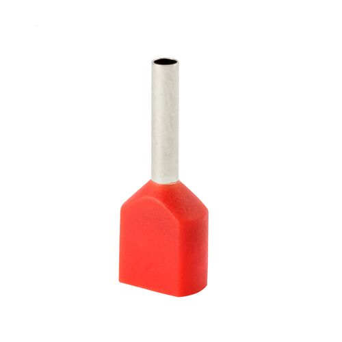 Szigetelt csúcsgyűrűs végkapcsoló HI 2x0,75/8-cze piros (100 db) Al/Cu 145281178