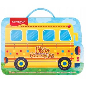 Gyermekeknek szóló művészeti készlet KEYROAD, 54 darab, doboz fogantyúval, busz