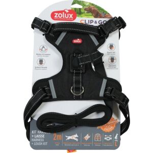 ZOLUX CLIP&GO L méretű kutya mellény + póráz fekete 145282317 - Kisállat hám
