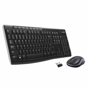 Logitech Wireless Combo Mk270 Klawiatura Mysz Dołączona Rf Wireless Qwerty Czarny, Srebrny 145282480 - Artykuły techniczne i elektronika