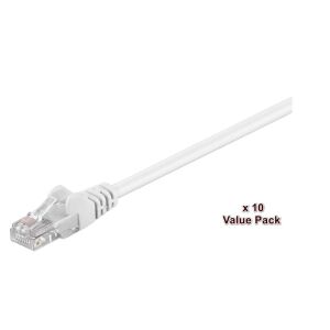 MicroConnect U/UTP Cat5e 0.5m Fehér 10 csomag 1 db = 10 db egy PVC zacskóban, 4x2xAWG 26 CCA 145283286 - Kábel
