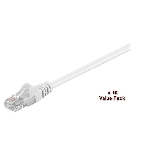 MicroConnect U/UTP Cat5e 0.5m Fehér 10 csomag 1 db = 10 db egy PVC zacskóban, 4x2xAWG 26 CCA 145283286