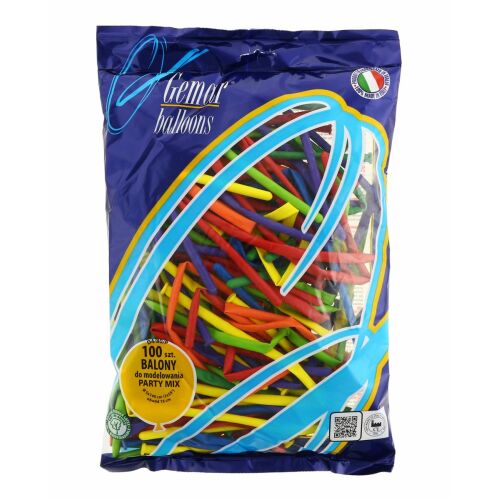 Gemar Balony do modelowania Różnokolorowe Party Mix, D4, Dł. 140 cm, Śr. 5 cm, 100 szt. 145283942