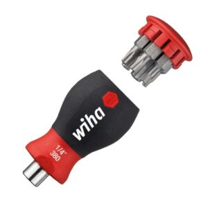 Wiha Magnetyczny wkrętak z magazynkiem bitów TORX z 6 bitami, Stubby, 1/4 w opakowaniu blistrowym SB380103 33744 145284418 - Narzędzie ręczne