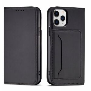 Magnet Card Case iPhone 12 Pro tok kártyatartó fedél pénztárca kártya tartó állvány fekete