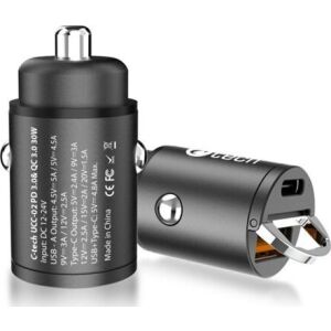 C-TECH autós USB töltő UCC-02, 1x Type C + 1 x Type A, 30W 145287112 - Autós töltő