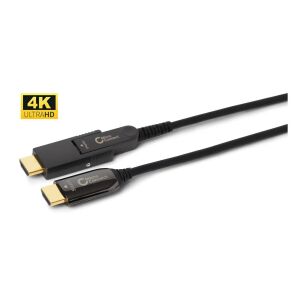 Aktywny kabel optyczny MicroConnect High Speed HDMI 2.0 A-D 70 m z adapterem HDMI typu A 70 m Obsługa 4K 60 Hz, 18 g/Bps, YUV 4:4: 4, EDID/HDCP2.2/HDR/ARC 145287527 - Kabel