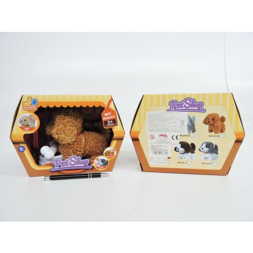 PLÜSS KUTYA, akkumulátoros, 16 cm, karton 145288023