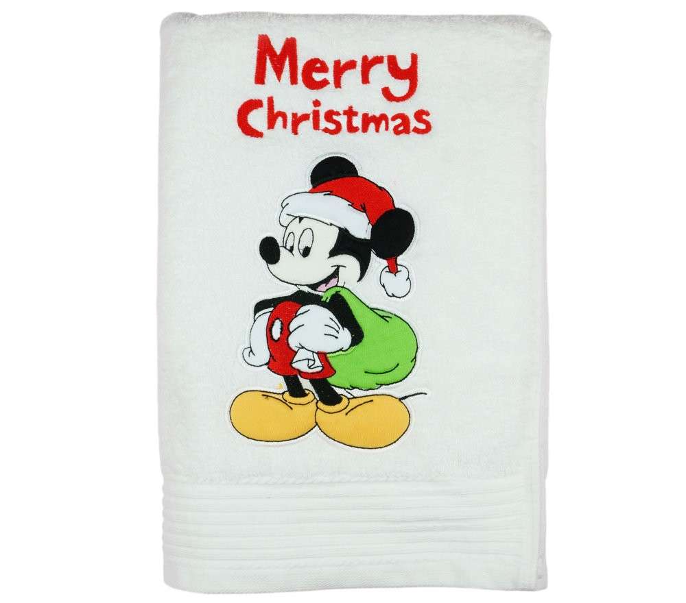Disney Mickey hímzett frottír Törölköző 70x140cm - Karácsony