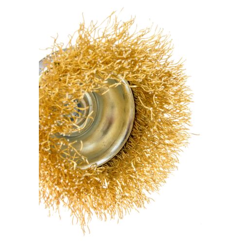 Elülső drótkefe 50 mm, bordázott drót, sárgaréz bevonat, 6 mm-es szárral 145289269