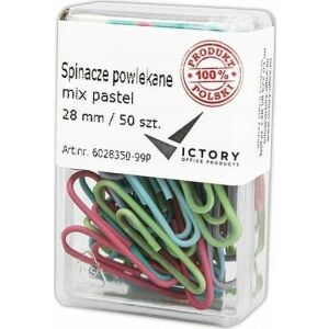 Victory Office Product SPINACZE BIUROWE VICTORY OFFICE 28MM 50 SZT. OKRĄGŁE PASTELOWE MIX KOLORÓW POJEMNIK PLASTIKOWY 145290444 - Gemkapocs