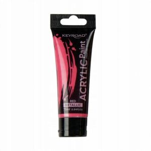 KEYROAD akrilfesték, fémfényű, 75ml, tubus, piros 145290676 - Akrilfesték