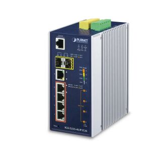 Planet IGS-5225-4UP1T2S 4-portos 1000Mb/s PoE+ + 1-portos 1000Mb/s + 2-portos 1000Base-X SFP ipari kezelhető kapcsoló