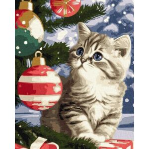 Számozás szerinti festés - Kiscica a fán alatt 40x50cm