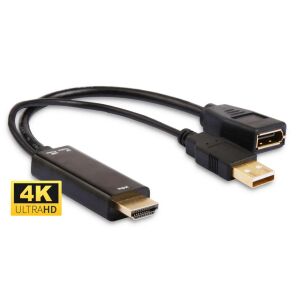 Adapter AV MicroConnect HDMI - DisplayPort + USB-A czarny (HDMDPP1) 145291817 - Artykuły techniczne i elektronika