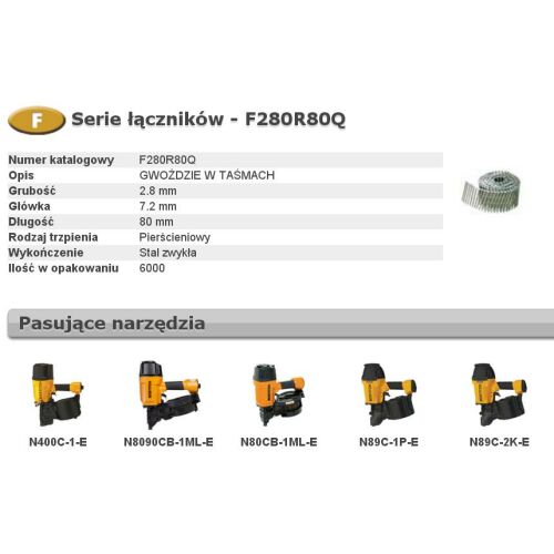 BOSTITCH SZÖGGEK F 2,80 x 80mm GYŰRŰS 6000db F280R80Q 145291830