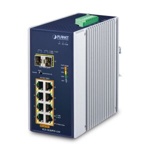 PLANET IP30 Ind 8-P 10/100/1000T Nie zarządzany Gigabit Ethernet (10/100/1000) Obsługa PoE Niebieski, Biały 145291863 - Przełącznik