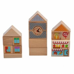 Cuburi colorate din lemn - oraș - 32 de piese 145292070 - Joc de construcție din lemn