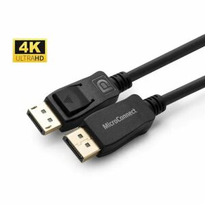 MicroConnect 4K DisplayPort 1.2 kábel 15m, 1.2 verzió, fekete, támogatja 4K* 2K @60Hz, OD: 6.0MM, CU, aranyozott csatlakozók 145293256 - Kábel